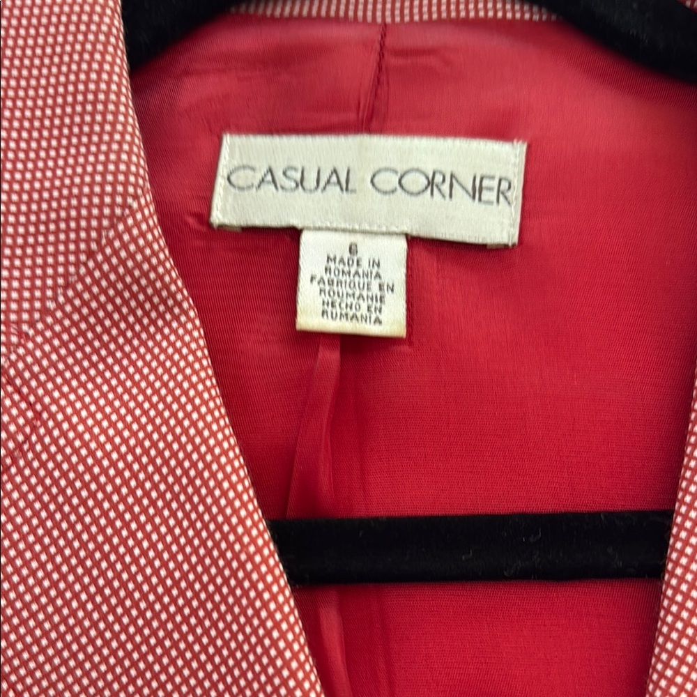 Casual Corner Crimson Checkered Jacket